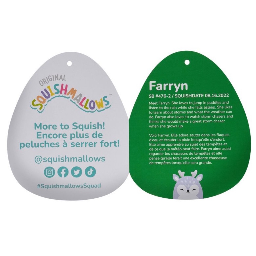 ⚡️NWT 8” Farryn the Purple Fawn with Snowflake ❄️ Christmas Squishmallow - Picture 5 of 5
